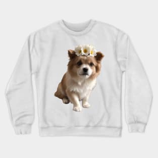 Dog With Flower Crown Crewneck Sweatshirt